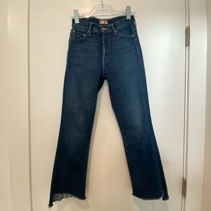 Mother Dark Blue “The Insider Crop Step Fray - Home Movies” Jeans